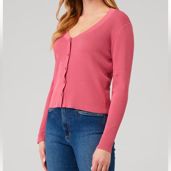 BB DAKOTA Madden fitted tank cardigan sweater set deep lipstick pink size small - Picture 2 of 14